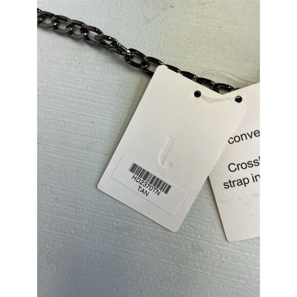 J Bag Adjustable Clutch Crossbody Detachable Metal Strap Tan Foldover - Picture 5 of 13